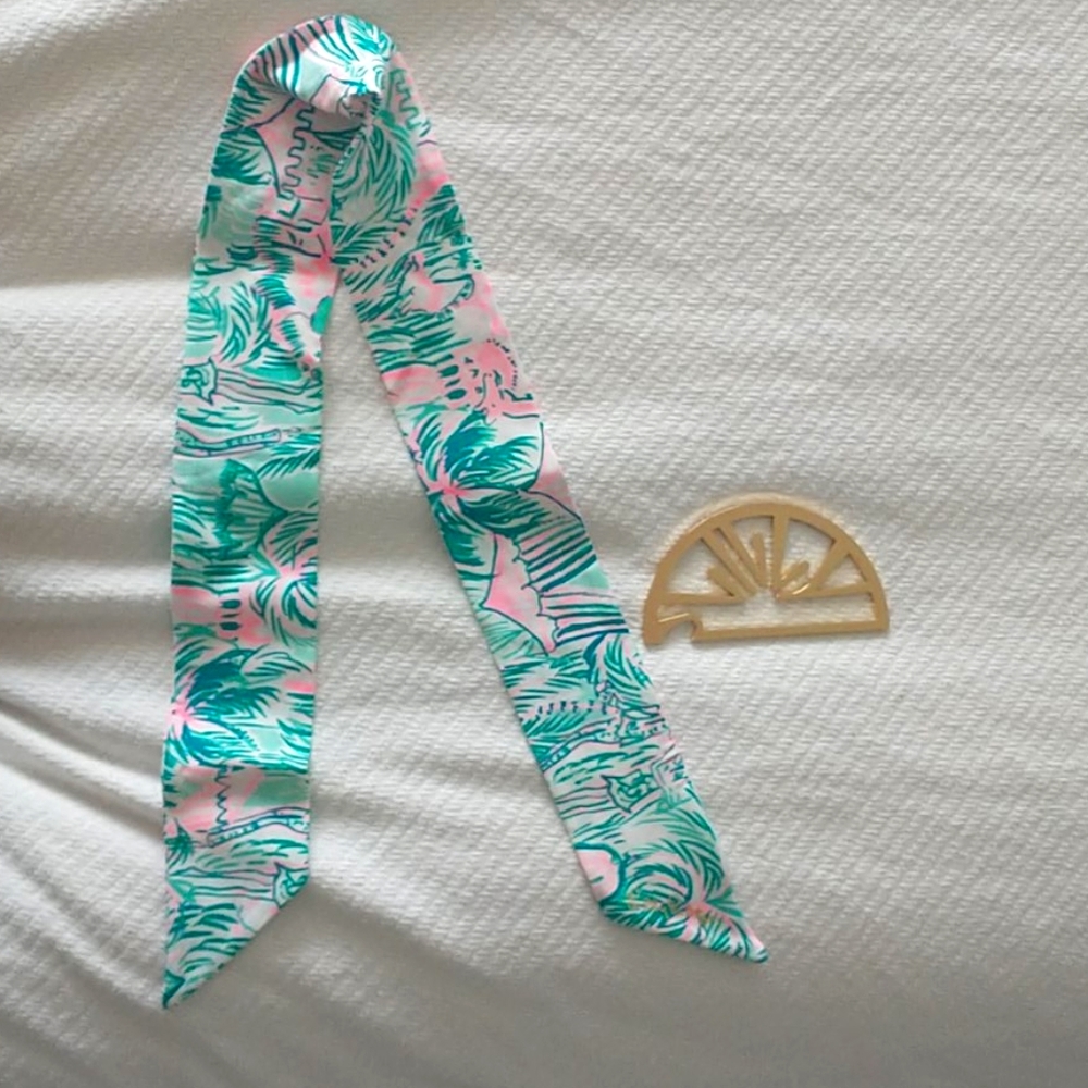 Lilly pulitzer head wrap and bottle opener